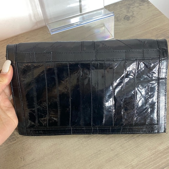 Vintage Black Eel Skin Clutch - leather of the Sea - Picture 6 of 6